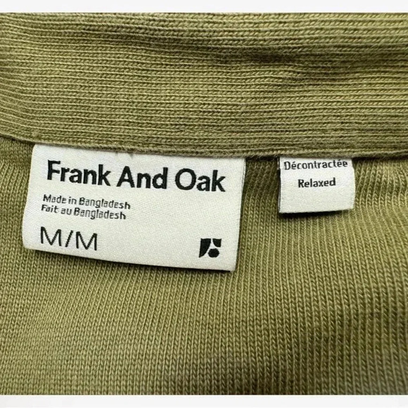 Frank And Oak Green White Short Sleeve Polo Top size Medium - Picture 11 of 11